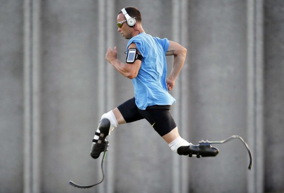 Oscar Pistorius pictured training in Italy ahead of the London 2012 Olympics.