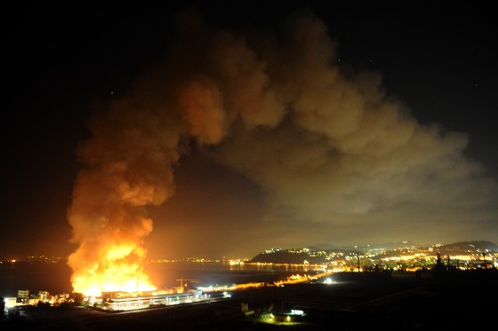 View of a huge fire at the 'City of Science' in Naples, Italy, on March 4.
