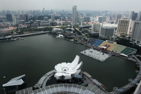 The world's most expensive car market. File photo of Singapore as construction workers complete work on the roof of the Singapore ArtScience Museum on...