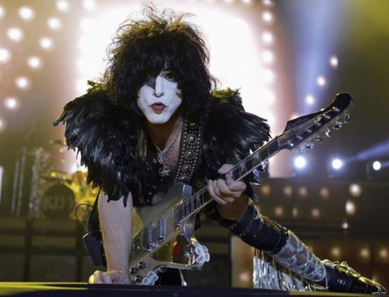 Paul Stanley of KISS with an intact guitar.