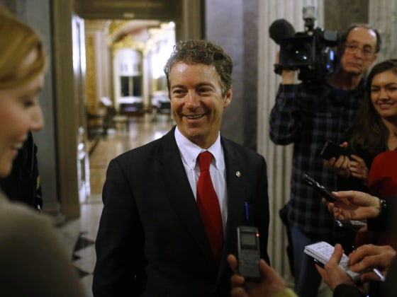 Sen. Rand Paul, R-Ky., leaves the floor of the Senate after his filibuster of the nomination of John Brennan to be CIA director on Capitol Hill in Washington, early Thursday, March 7, 2013.