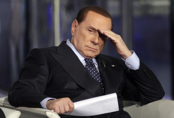 Italy's former Prime Minister Silvio Berlusconi appears on a television show in Rome on Feb. 20.