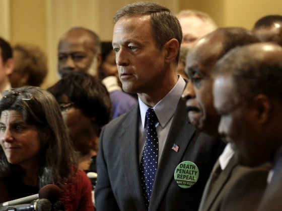 Maryland Gov. Martin O'Malley, center, speaks at a rally in support of repealing the state's death penalty in Annapolis, Md., on Jan. 15. O'Malley argued that the death penalty is a waste of resources that could be better used to fight crime in more productive ways.