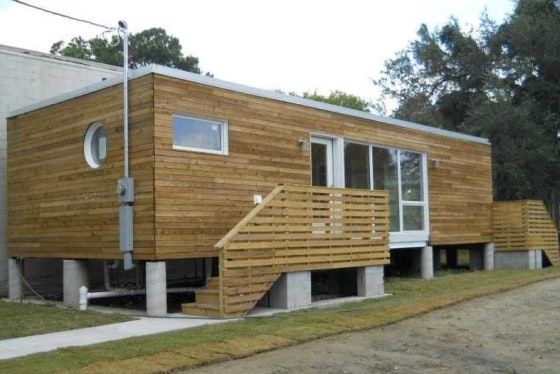 This modular home is small -- 640-square-feet -- but feels remarkably spacious and has windows on each side, including some floor-to-ceiling.