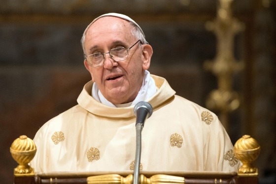 Pope Francis leads a mass at the Sistine Chapel at the Vatican on March 14, 2013, a day after his election.