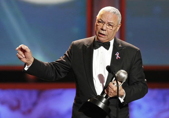 Former Secretary of State Colin Powell accepts the President's Award at the 42nd Annual NAACP Image Awards at the Shrine auditorium in Los Angeles on March 4, 2011.