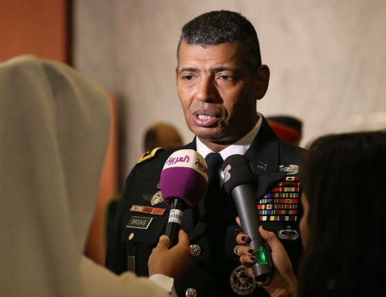 Lt. Gen. Vincent Brooks talks to members of the media during the Gulf Defence Conference (GDC) in Abu Dhabi, United Arab Emirates, on Feb. 16, 2013.