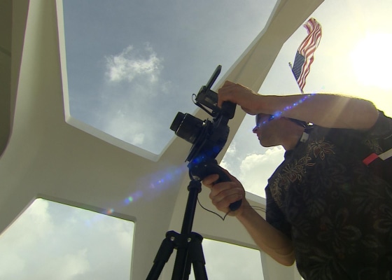 Photographer Dominic Phillips is one of 200 volunteers who signed up to host virtual photo walks. Phillips toured the USS Arizona Memorial in Pearl Harbor in February, live-streaming the images to a group of World War II veterans in Cameron, Mo.