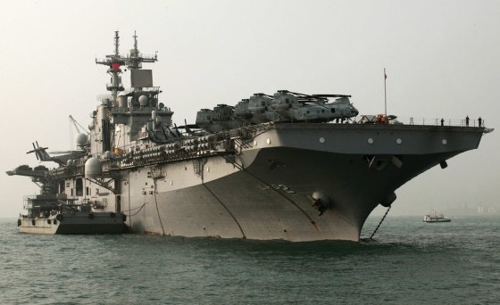 The USS Essex, a U.S. Navy amphibious assault ship, arrives in Hong Kong harbor for a scheduled port visit in November 2010.