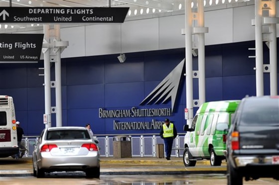 A flight information sign at the newly renovated Birmingham-Shuttlesworth International Airport in Birmingham, Ala., fell Friday, killing one child and injuring his mother and her two other children.
