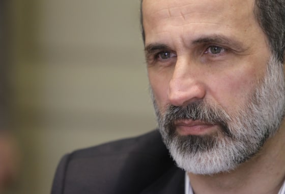 The head of the Syrian National Coalition for Opposition and Revolutionary Forces Mouaz al-Khatib resigned Sunday.
