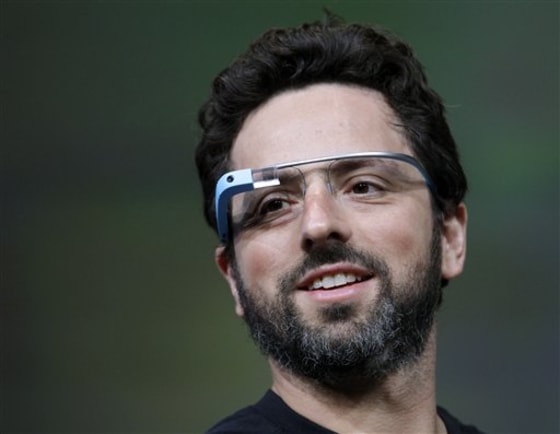 FILE - This June 27, 2012 file photo shows Google co-founder Sergey Brin demonstrating Google's new Glass, wearable internet glasses, at the Google I/...