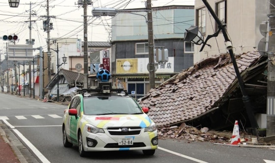 This March 2013 image released by Google shows its camera-equipped Street View vehicle as it moves through Namie in Japan, a nuclear no-go zone where former residents have been unable to live since they fled from radioactive contamination from the Fukushima Dai-ichi nuclear power plant two years ago.