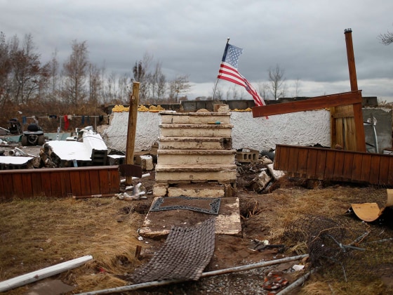 The remains of a home swept away by flooding from Superstorm Sandy on Staten Island in New York on Nov. 13, 2012.