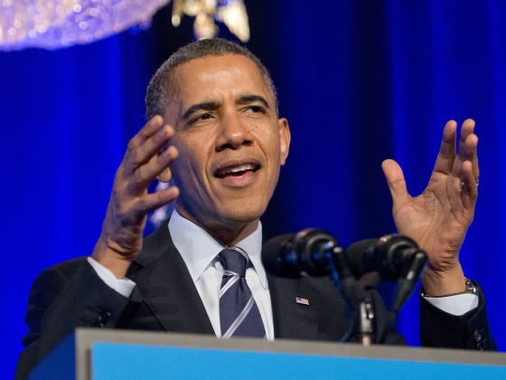 WASHINGTON, DC - NOVEMBER 04: US President Barack Obama delivers remarks at an Organizing for Action \"Obamacare Summit\" at the St. Regis Hotel on Nov...
