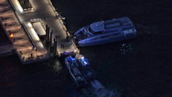 Helicopter view of ferry.