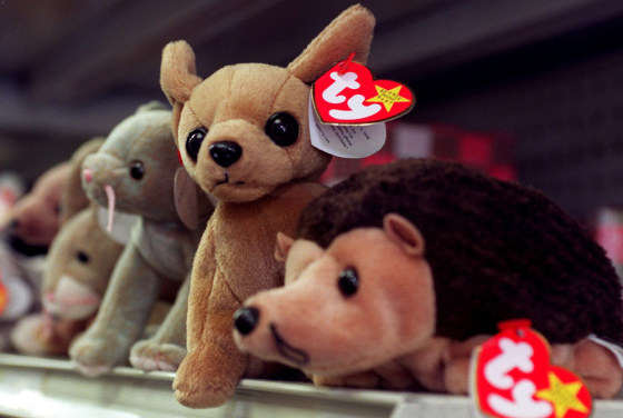 WASHINGTON, : Beanie Babies sit on the shelf of a variety store waiting for a new owner 01 September 1999 in Washington DC. The maker of Beanie Babie...
