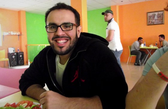 In this undated photo, Mohamed Soltan appears at a Syrian refugee camp in Jordan. An American citizen, Soltan is being held in Egypt and has smuggled out a letter to his mother.