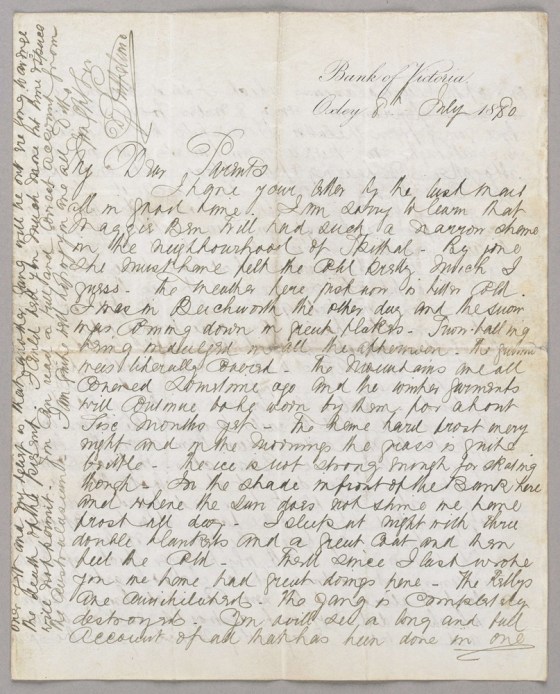 A letter detailing a remarkable eyewitness account of Australian outlaw Ned Kelly's last stand, recounting bullets