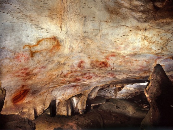 The Panel of Hands in El Castillo Cave near the village of Puente Viesgo is seen in this handout photo released June 14, 2012. Scientists using a new...