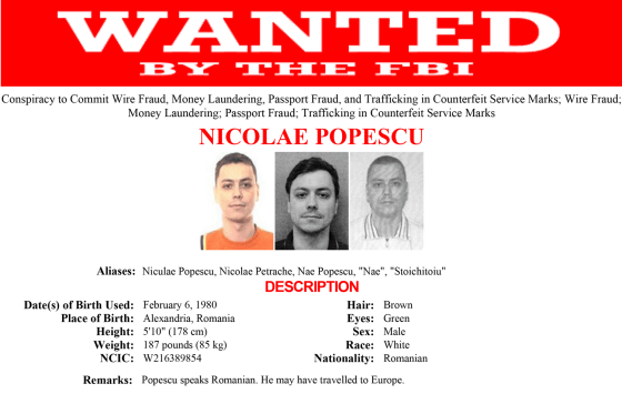 Nicolae Popescu, alleged ringleader of a Romanian cyberfraud gang that targeted online car buyers in the U.S., is shown in an FBI