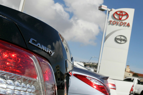 DALY CITY, CA - FEBRUARY 03: (FILE PHOTO) A brand new Toyota Camry sits on the sales lot at City Toyota February 3, 2010 in Daly City, California. Ac...
