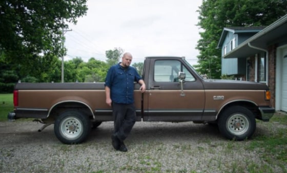 Robert Messer, 37, and Emily Lalinsky, 15, ran away together Sunday. Lalinsky was reported missing Sunday night. In this photo, Messer stands next to the pickup in which the two might be traveling.