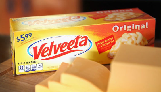 Velveeta box and loaf.