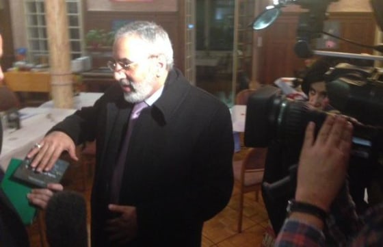 Syrian Information Minister Omran al-Zoubi arrives in Montreux on Tuesday, Jan. 21, 2014, in advance of peace talks with opposition leaders.