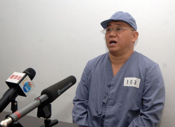 Kenneth Bae appears before a limited number of media outlets in Pyongyang in this undated photo released by North Korea's Korean Central News Agency on January 20, 2014.