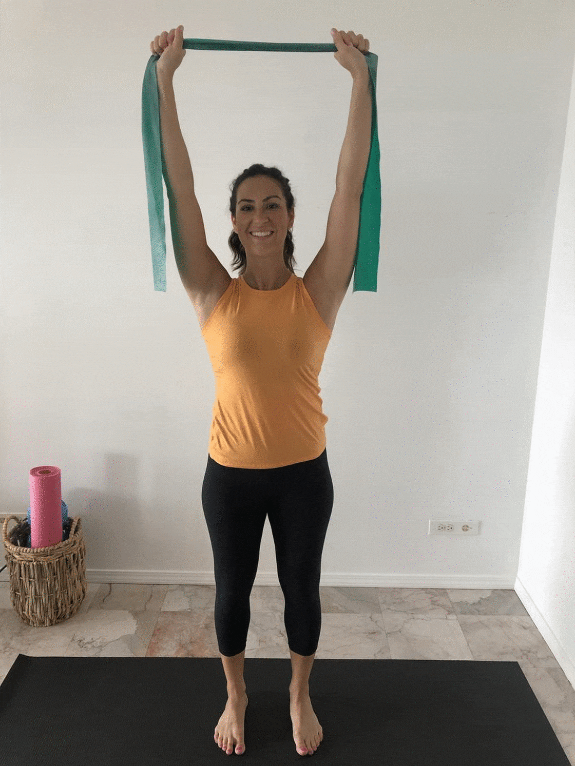 A woman doing side stretch