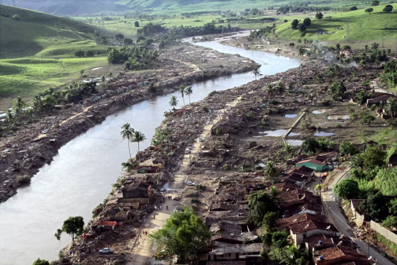 Image: Area after the overflowing of the Mandau river, in Uniao dos Palmares, Alagoas State, northeastern Brazil