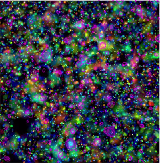 Image: The galaxy density in the COSMOS field surveyed by the Hubble Space Telescope