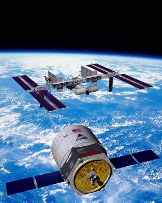 Image: Artist rendering of Cygnus spacecraft approaching the International Space Station.