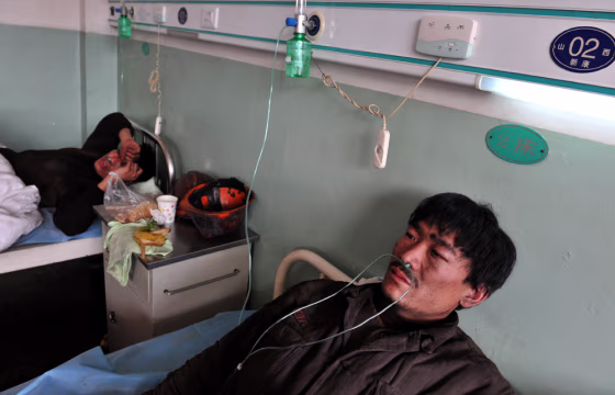 Rescued miners recuperate at a hospital&nbsp;on Sunday.&nbsp; 