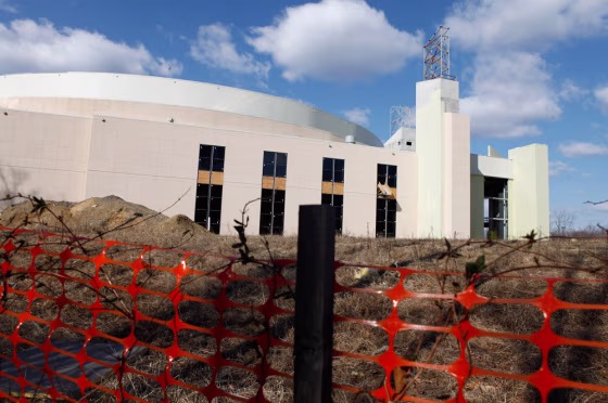Image: The halted construction project for the new Metropolitan Baptist Church stands behind fences in Largo, Md.