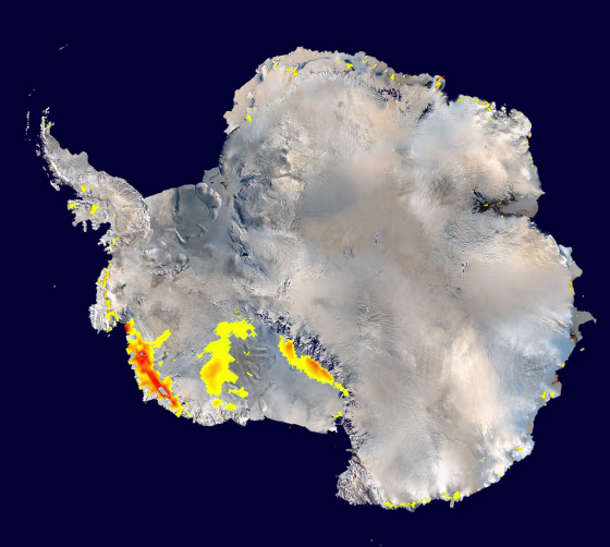 Image: NASA's QuikScat satellite detected extensive areas of snowmelt
