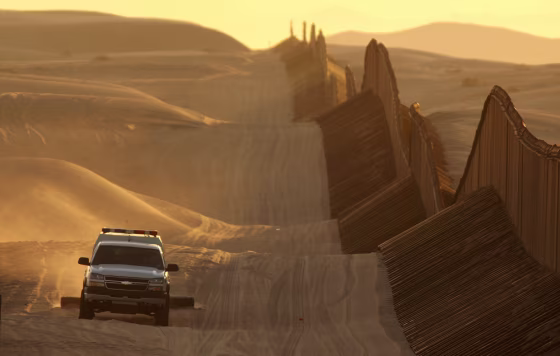 Image: Construction Continues On Border Fence As Drug Violence Escalates In Mexico.