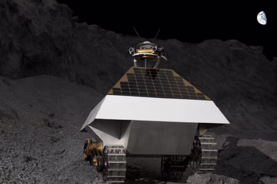 A depiction of private company Astrobotic's "Red Rover" on the moon. Astrobotic is one of the teams racing to land a private robot on the moon and win the Google Lunar X Prize.&nbsp; 