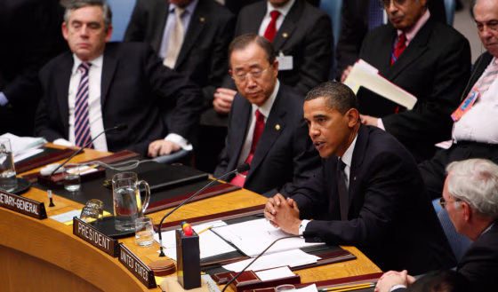 Image: Barack Obama, Gordon Brown, Ban Ki-moon