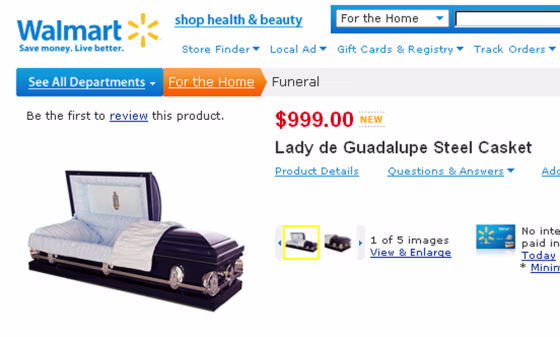 Image:Caskets for sale on WalMart.com