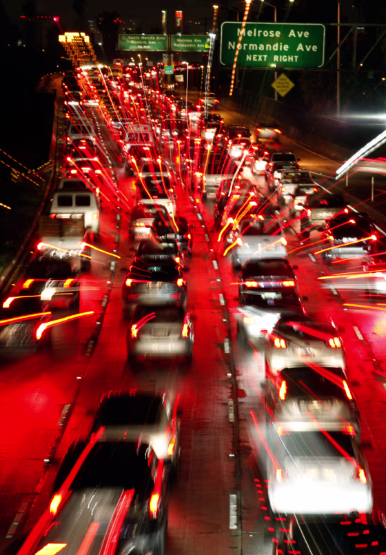 Image: Traffic along the north bound 101 Freeway in Los Angeles
