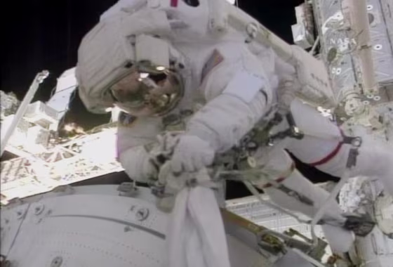 Spacewalker Robert Behnken&nbsp;assists with the&nbsp;installation of&nbsp;the Tranquility module on the International Space Station on Thursday.