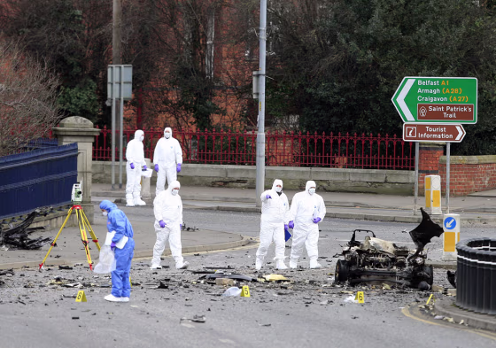 Image: Damage from a car bomb that exploded in Northern Ireland