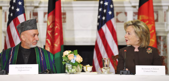 Image: Hillary Clinton, Hamid Karzai