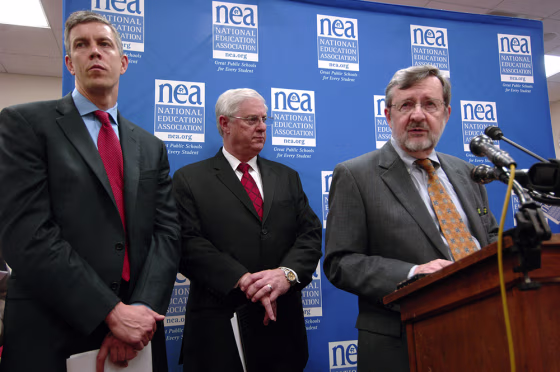 Image: Press conference on the budget emergency facing public education