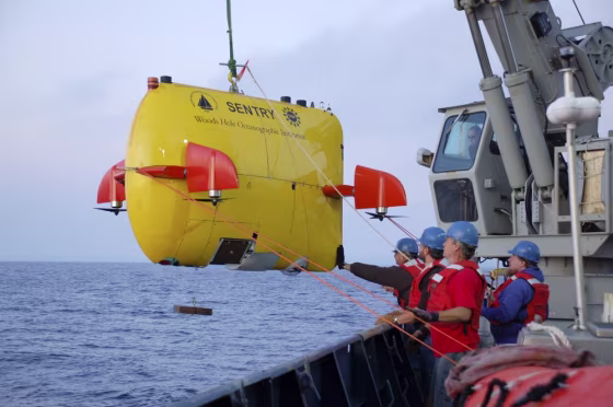 Image: Recent picture of a undersea robot being launched off the coast of Santa Barbara California