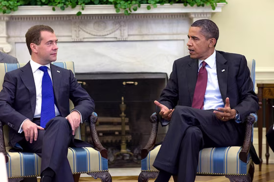 President Barack Obama holds a bilateral meeting with President Dmitry Medvedev of Russia in the Oval Office, June 24. 