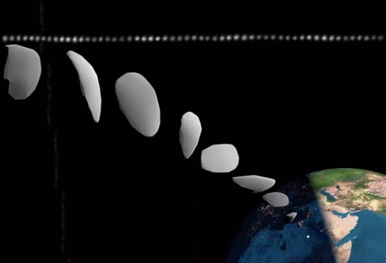 Image: Artist's drawing of a 2008 asteroid en route to Earth.