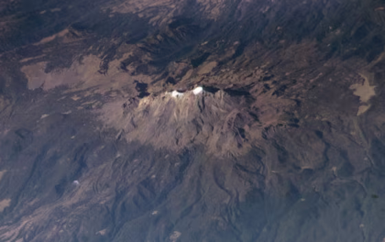 Image: Satellite view of glaciers atop volcano